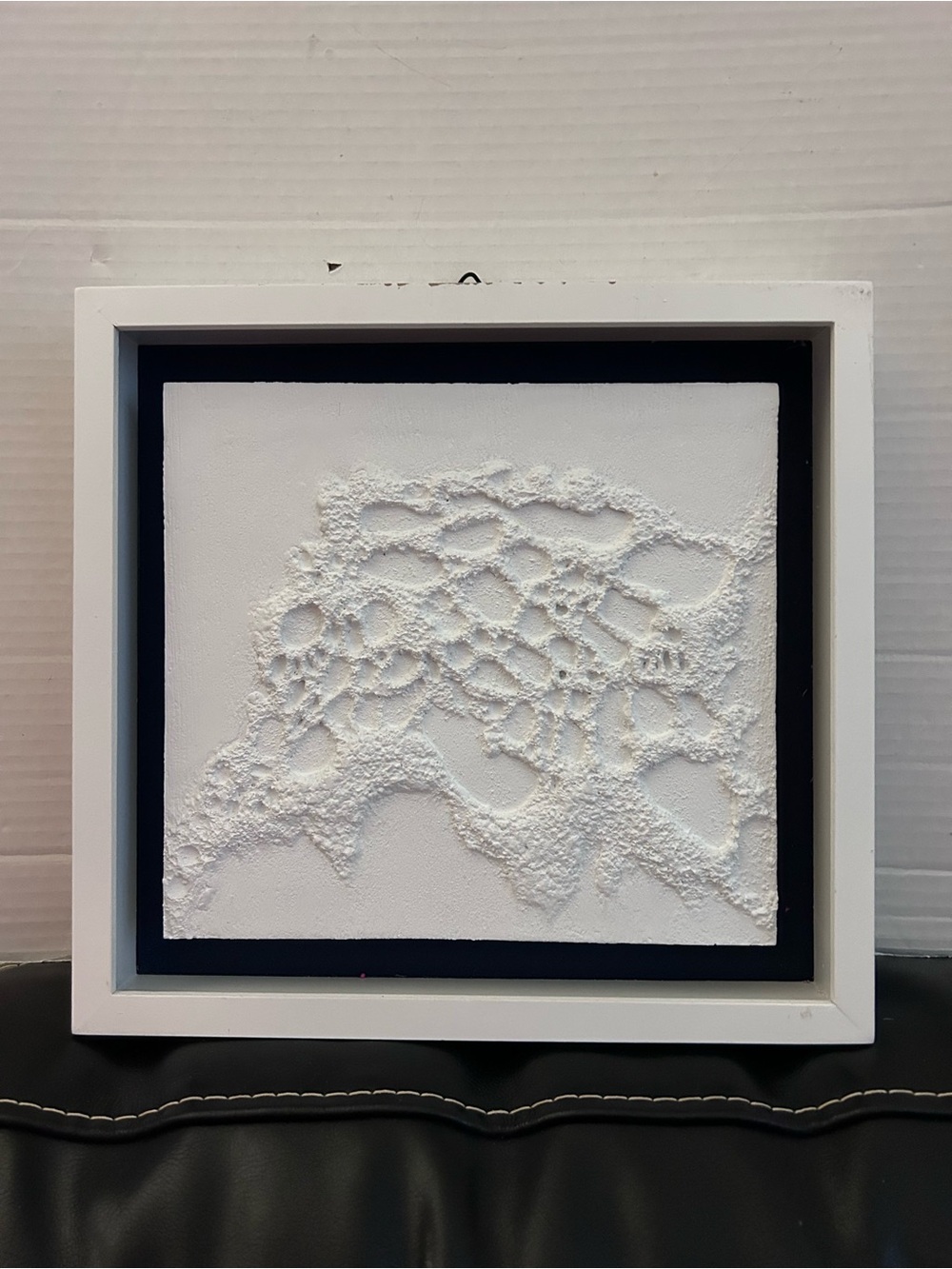 Ashland White Textured Modern Wall Art in White wood Frame